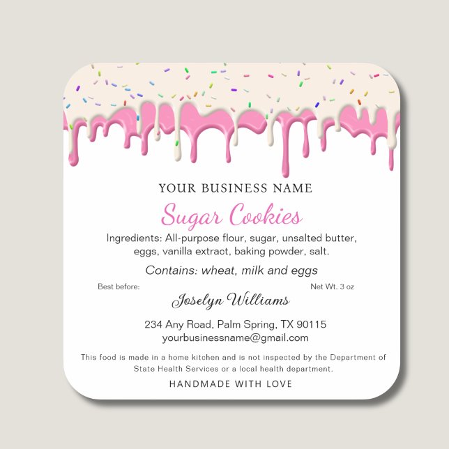 Strawberry & Vainilla Frosting Drip Cottage Law Square Sticker (Creator Uploaded)