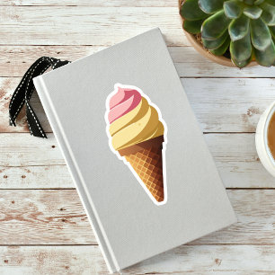 Strawberry Vanilla Ice Cream Cone Sticker