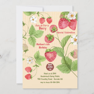 Strawberry Vine Berry Picking Party Invitation