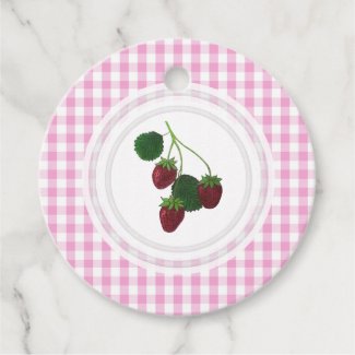 Strawberry Vine  Gingham Personalized Favor Tags