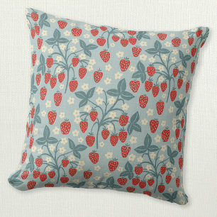 Strawberry Vine Heritage Cottage Style Throw Pillow