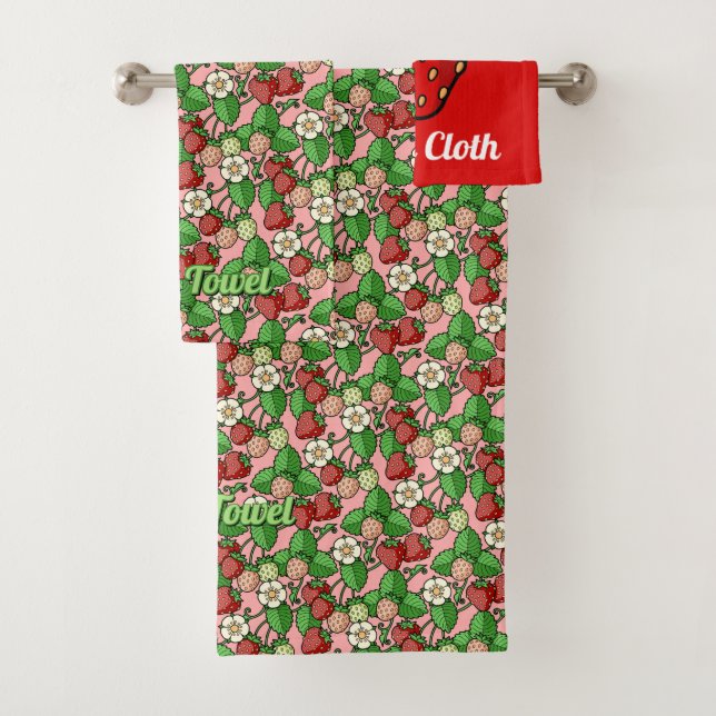 Strawberry Vine Pattern Bath Towel Set (Insitu)