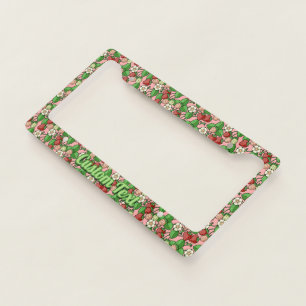 Strawberry Vine Pattern License Plate Frame