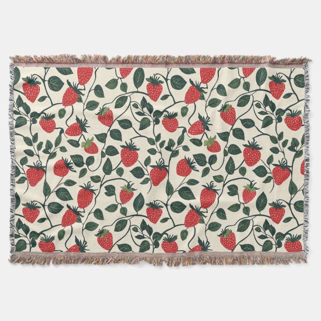 Strawberry Vine Pattern Throw Blanket (Front)