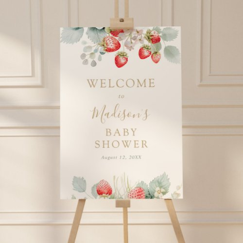 Strawberry Vines Berry Sweet Baby Shower Welcome Foam Board