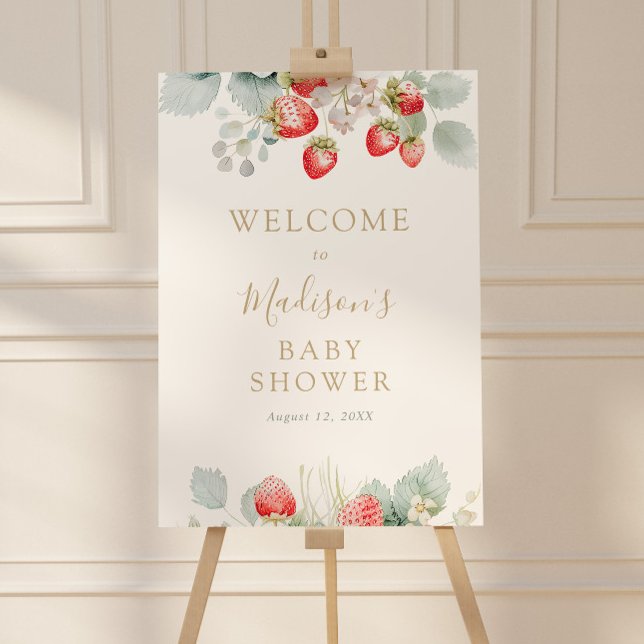 Strawberry Vines Berry Sweet Baby Shower Welcome Foam Board (Creator Uploaded)