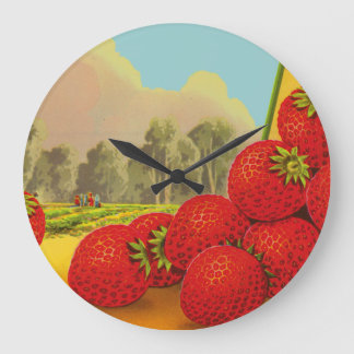 Strawberry Vintage Crate Art Kitchen Clock