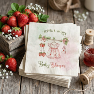 Strawberry Vintage Girl Baby Shower Napkins