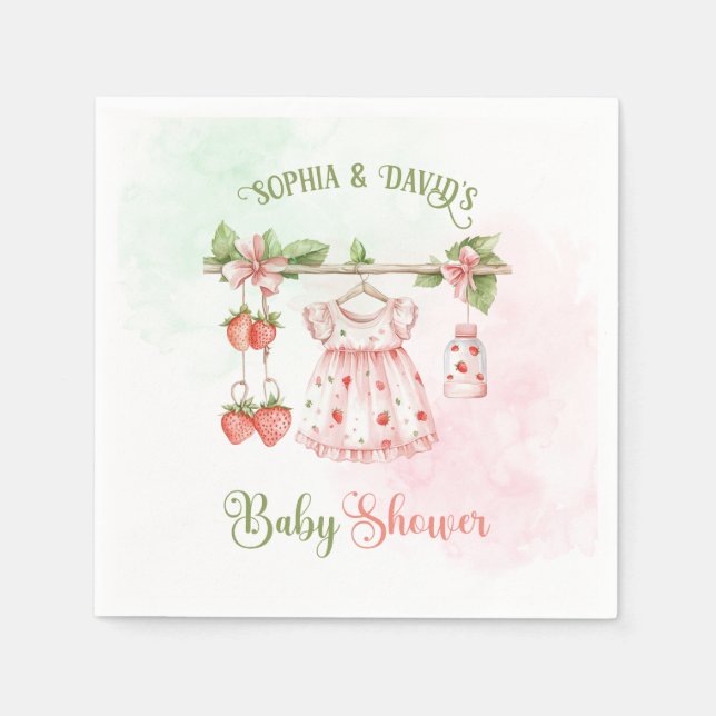 Strawberry Vintage Girl Baby Shower  Napkins (Front)