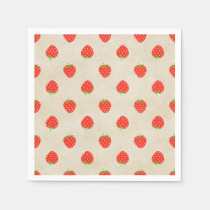 Strawberry Vintage Girly Rustic Strawberries Print Napkins