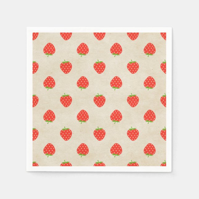 Strawberry Vintage Girly Rustic Strawberries Print Napkins (Front)