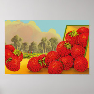 Strawberry Vintage Label Art Print