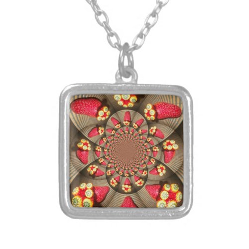 STRAWBERRY VINTAGE RED AND YELLOWjpg Silver Plated Necklace