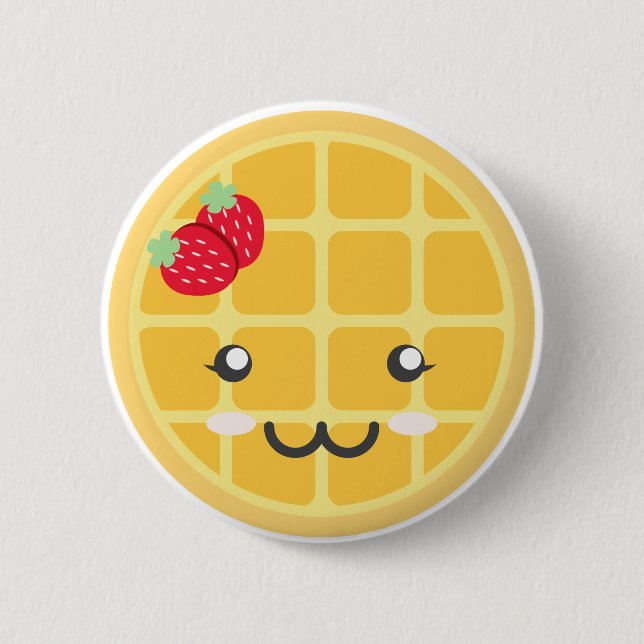Strawberry Waffle Pinback Button (Front)