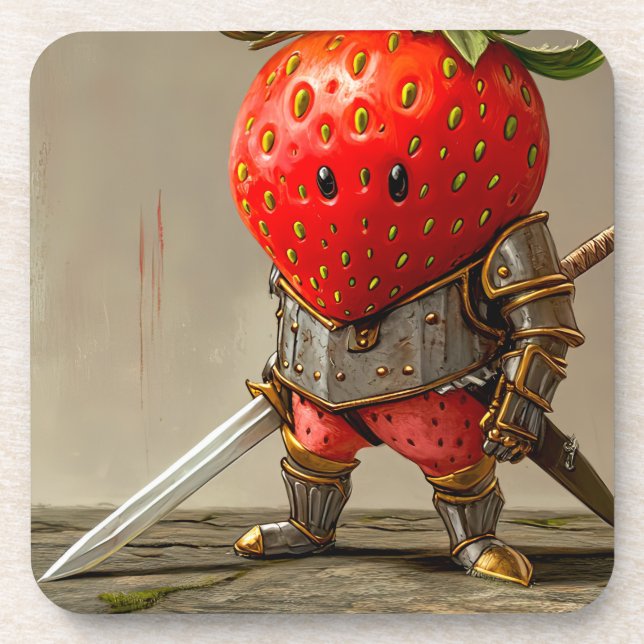 Strawberry Warrior Beverage Coaster (Front)