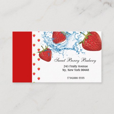 Strawberry Water Splash Business Card