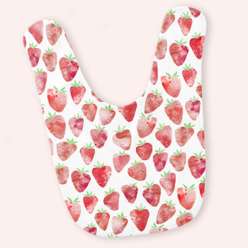 Strawberry Watercolor Baby Bib by Squirrell at Zazzle