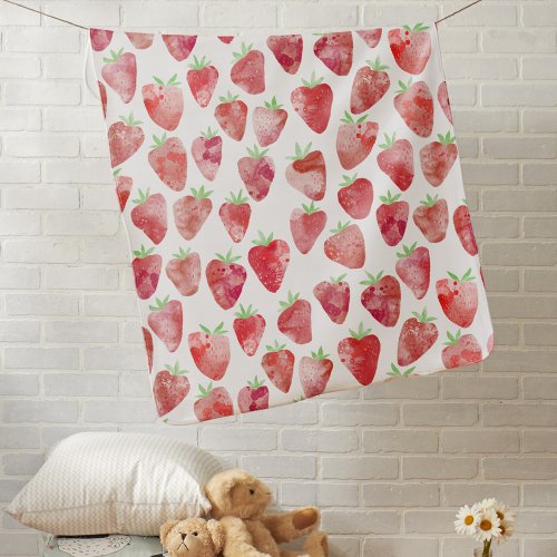 Strawberry Watercolor Baby Blanket