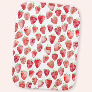 Strawberry Watercolor Baby Burp Cloth