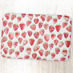 Strawberry Watercolor Bath Mat
