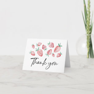 Strawberry Watercolor Berry Sweet Thank You Card