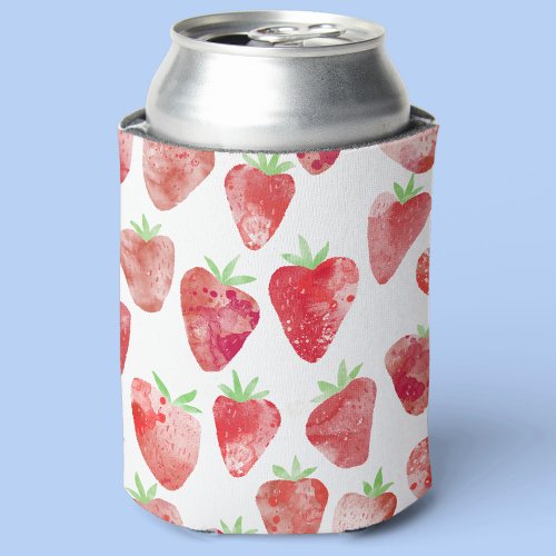 Strawberry Watercolor Can Cooler