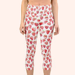 Strawberry Watercolor Capri Leggings<br><div class="desc">Sweet strawberry watercolor pattern in red,  pink and white.  Original art by Nic Squirrell.</div>
