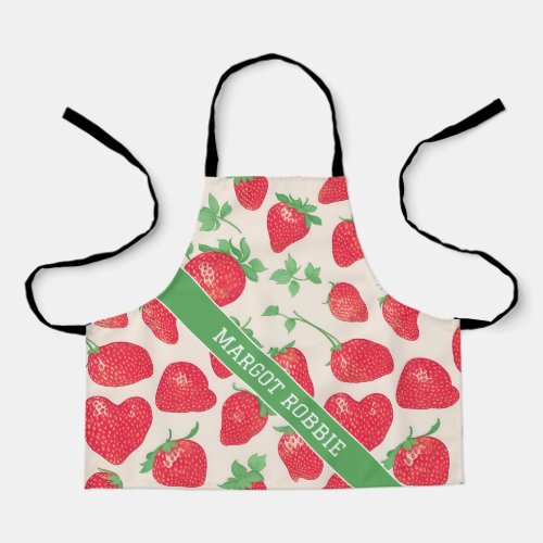 Strawberry Watercolor Colorful Pattern Apron