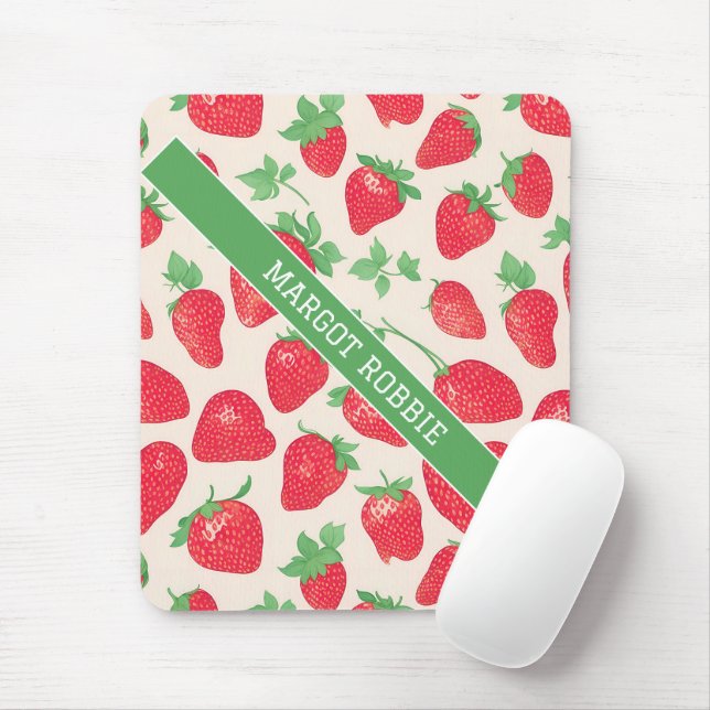 Strawberry Watercolor Colorful Pattern Mouse Pad (With Mouse)