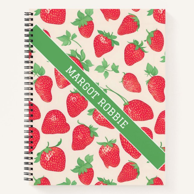 Strawberry Watercolor Colorful Pattern Notebook (Front)