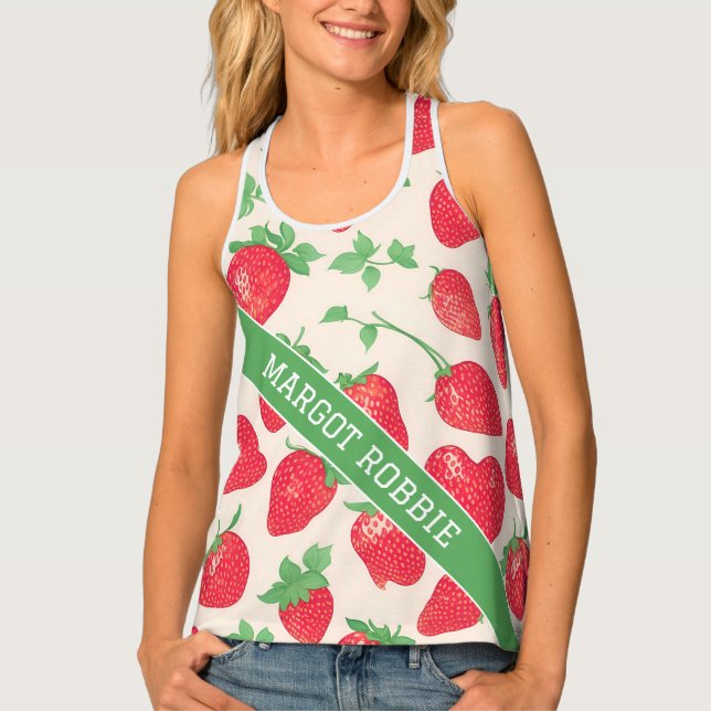 Strawberry Watercolor Colorful Pattern Tank Top (Front)