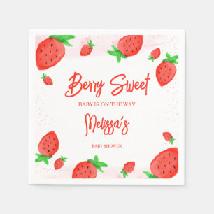 Strawberry Watercolor Girl Baby Shower Berry Sweet Napkins