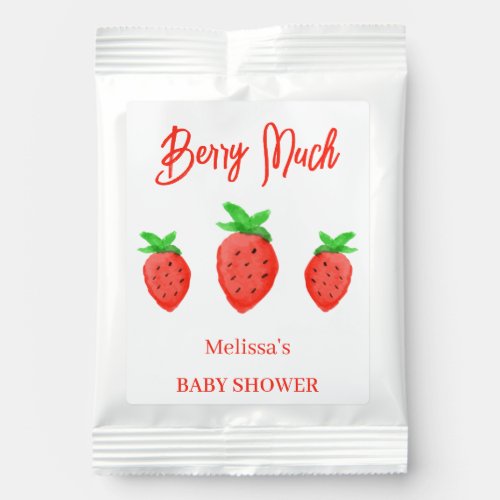 Strawberry watercolor Girl Baby Shower Drink Mix