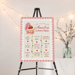 Strawberry Watercolor Girl Sweet Three Birthday Foam Board