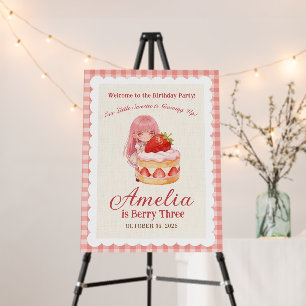 Strawberry Watercolor Girl Sweet Welcome Birthday Foam Board