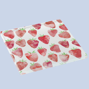 Strawberry Watercolor Glass Coaster