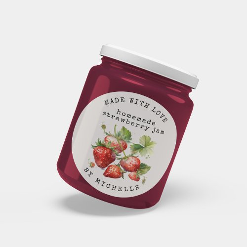 Strawberry Watercolor Jam Label Canning Sticker