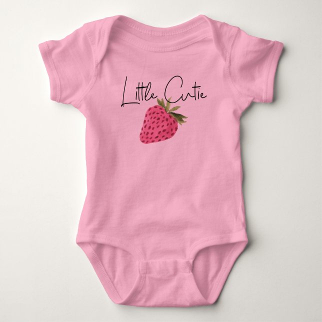 Strawberry Watercolor Little Cutie Baby Bodysuit (Front)