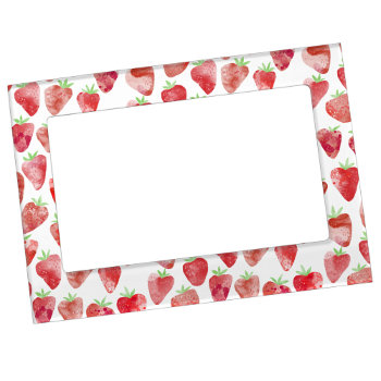 Strawberry Watercolor Magnetic Frame by Squirrell at Zazzle