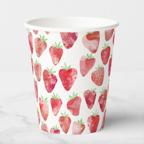 Strawberry Watercolor Paper Cups