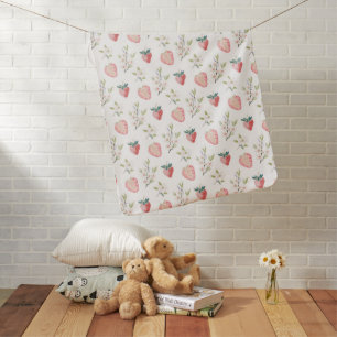 Strawberry Watercolor Pattern Baby Blanket