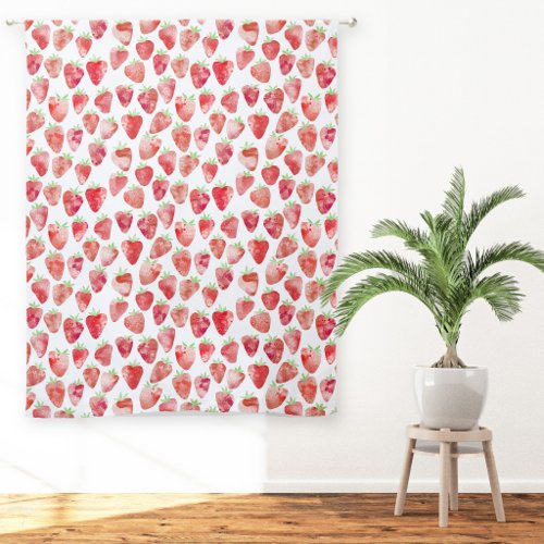 Strawberry Watercolor Pattern Modern Sheer Curtains