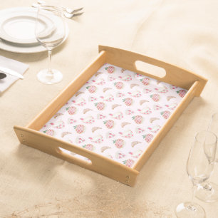 Strawberry Watercolor Pattern Serving Tray