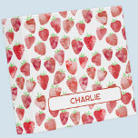 Strawberry Watercolor Personalized 3 Ring Binder<br><div class="desc">Sweet and delicious strawberry watercolor pattern in red,  pink and white.  Original art by Nic Squirrell. Change the name to personalize.</div>