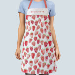 Strawberry Watercolor Personalized Apron<br><div class="desc">Sweet watercolor strawberry design with a modern font.   Change the name to personalize. Original art by Nic Squirrell</div>