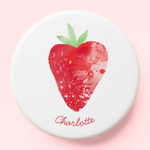 Strawberry Watercolor Personalized PopSocket