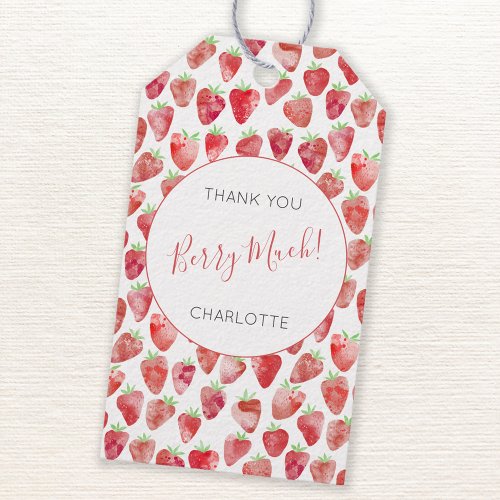 Strawberry Watercolor Personalized Thank You Gift Tags
