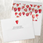 Strawberry Watercolor Return Address Envelope<br><div class="desc">Cute,  fresh and modern watercolor strawberry pattern on the inside,  with a single strawberry on the front and the back flap,  along with your name and return address. Original art by Nic Squirrell</div>