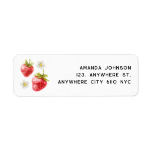 Strawberry Watercolor Return Address Label