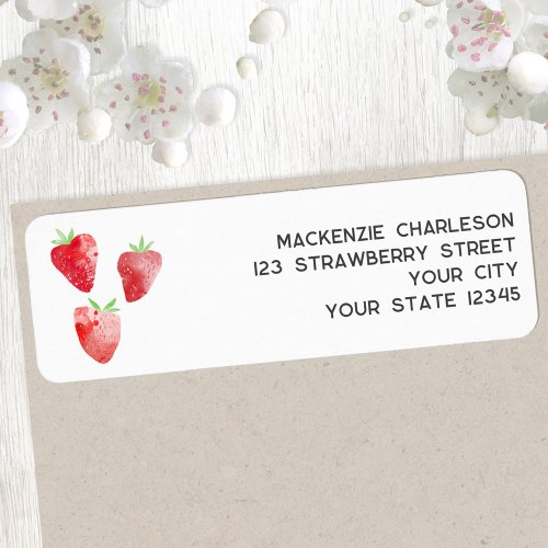 Strawberry Watercolor Return Address Label